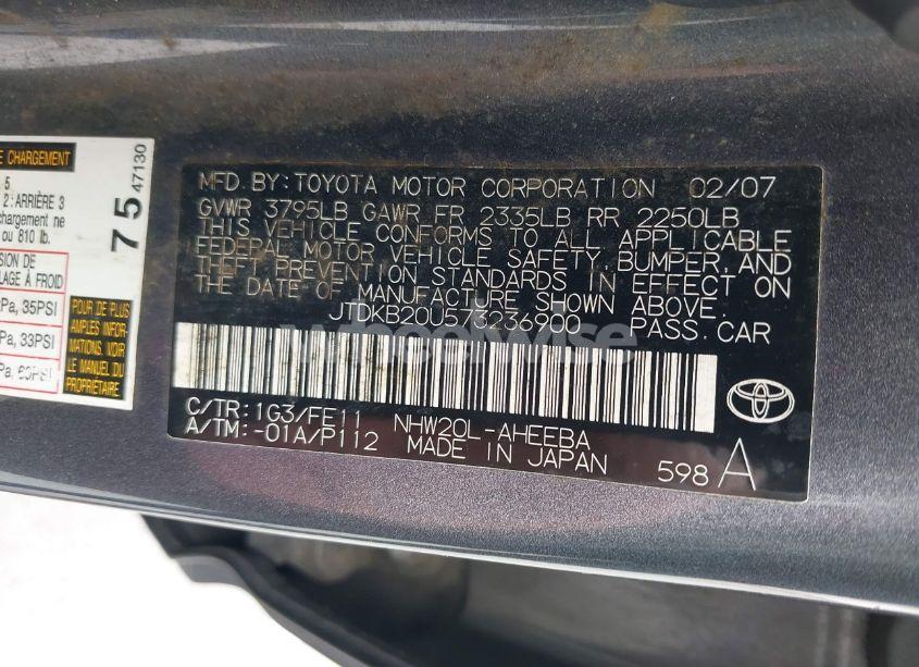 Photo 9 of 2007 Toyota Prius (VIN JTDKB20U573236900)