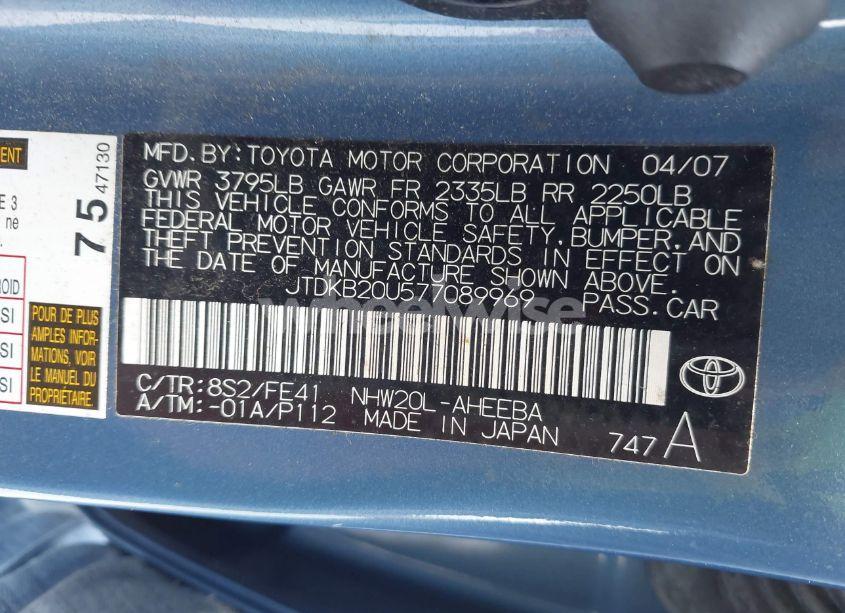 Photo 9 of 2007 Toyota Prius (VIN JTDKB20U577089969)