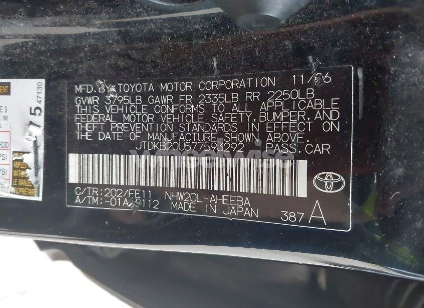 Photo 9 of 2007 Toyota Prius (VIN JTDKB20U577593292)