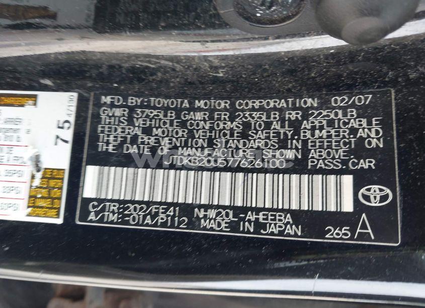Photo 9 of 2007 Toyota Prius (VIN JTDKB20U577626100)