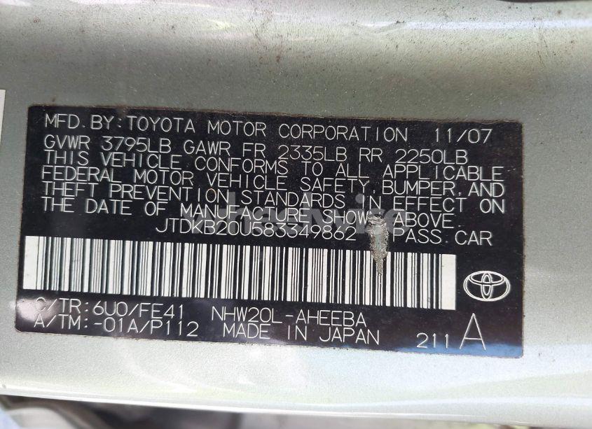 Photo 9 of 2008 Toyota Prius (VIN JTDKB20U583349862)