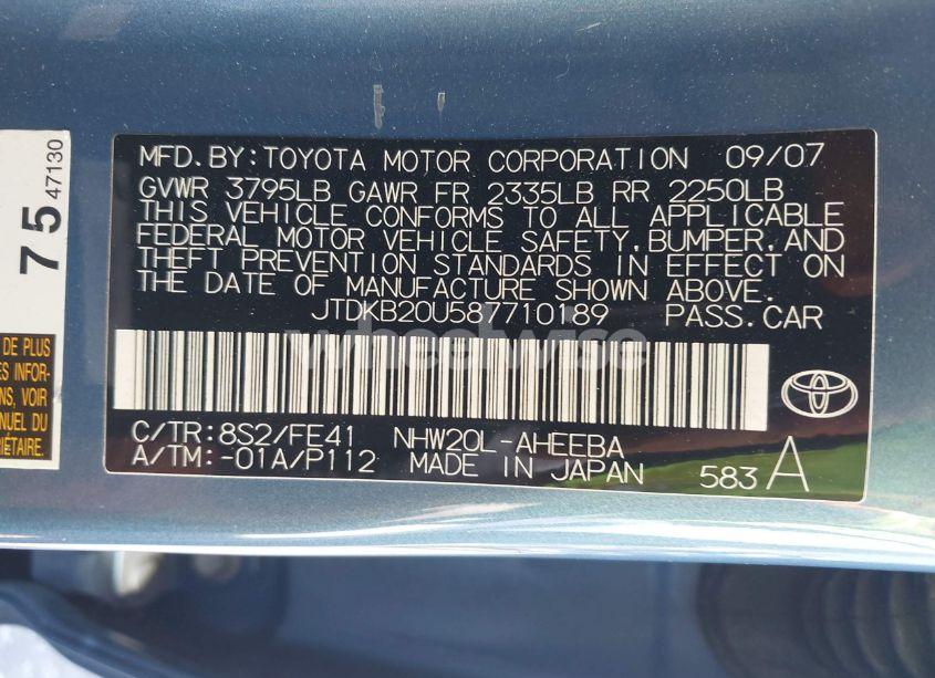 Photo 9 of 2008 Toyota Prius STANDARD/TOURING (VIN JTDKB20U587710189)