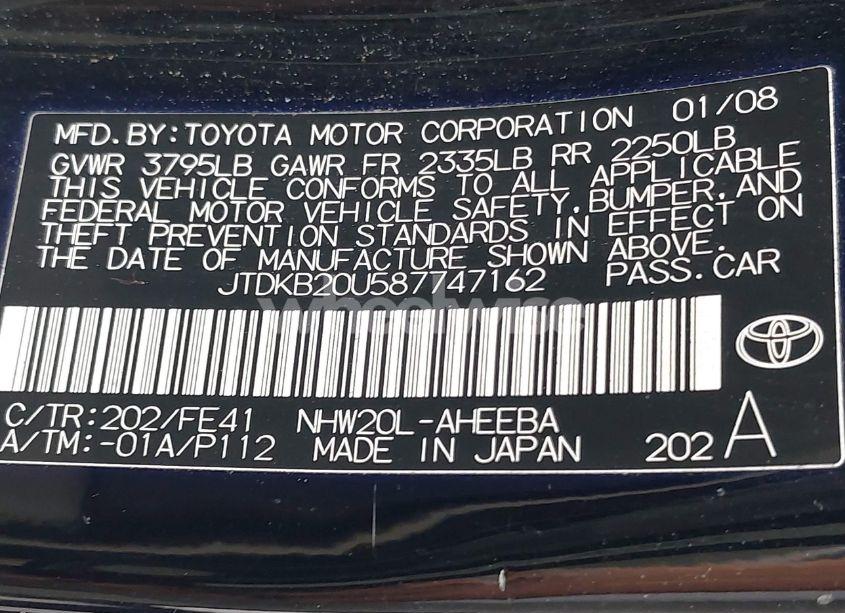 Photo 9 of 2008 Toyota Prius (VIN JTDKB20U587747162)