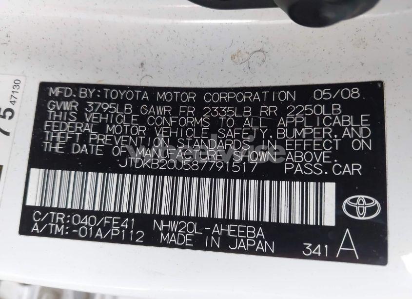 Photo 9 of 2008 Toyota Prius (VIN JTDKB20U587791517)