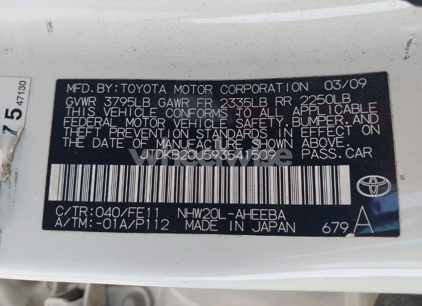 Photo 9 of 2009 Toyota Prius (VIN JTDKB20U593541509)