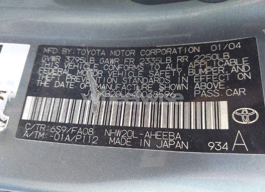 Photo 9 of 2004 Toyota Prius (VIN JTDKB20U640038596)