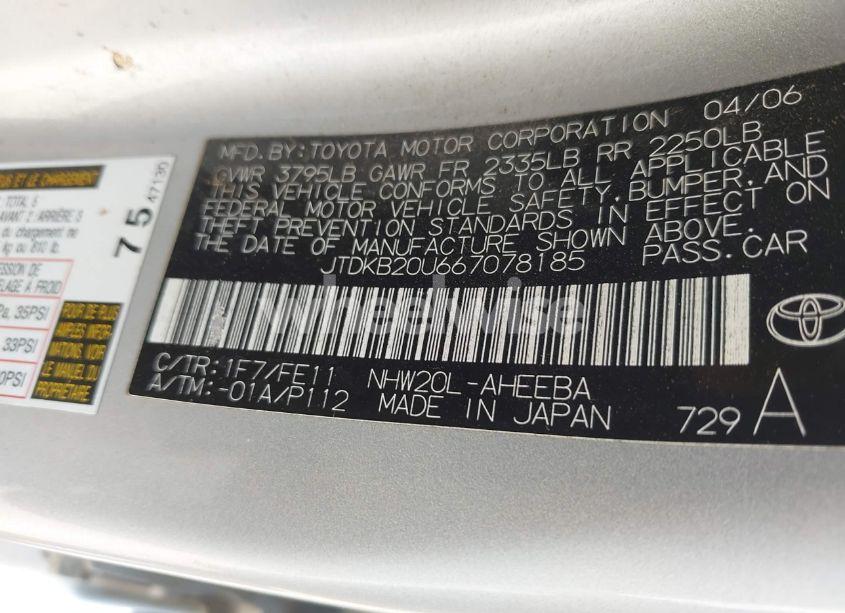 Photo 9 of 2006 Toyota Prius (VIN JTDKB20U667078185)