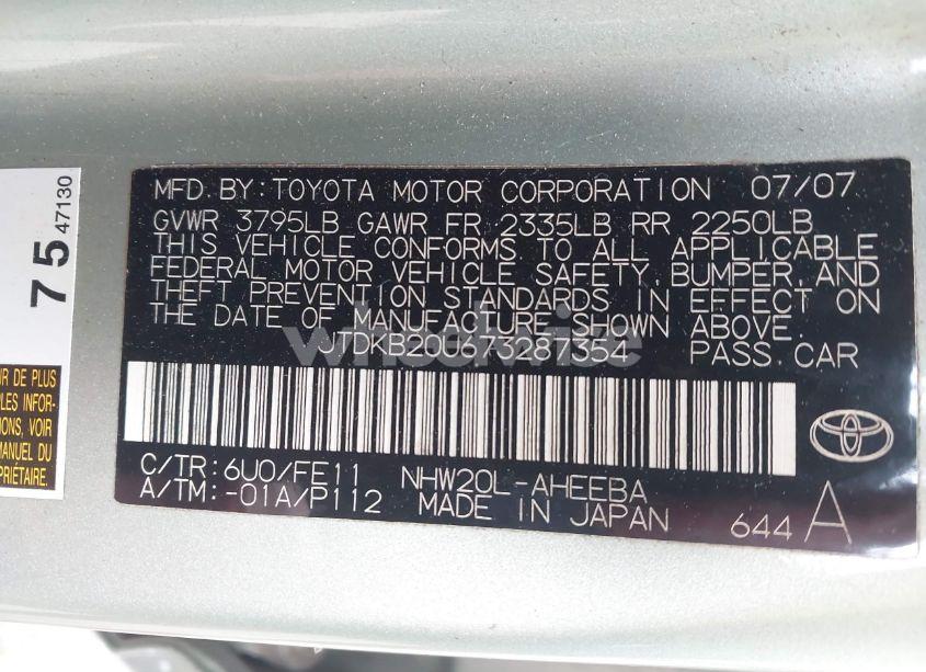 Photo 9 of 2007 Toyota Prius (VIN JTDKB20U673287354)