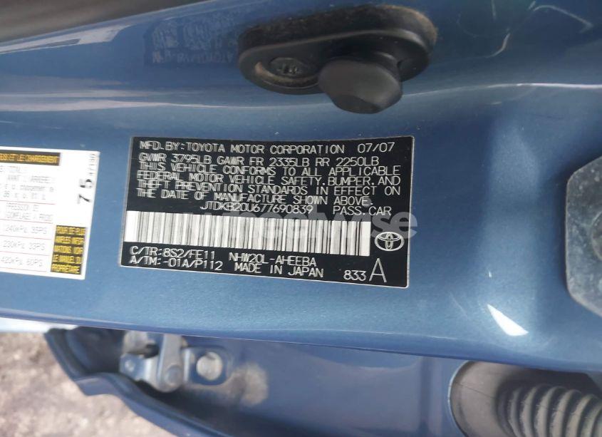 Photo 9 of 2007 Toyota Prius (VIN JTDKB20U677690839)
