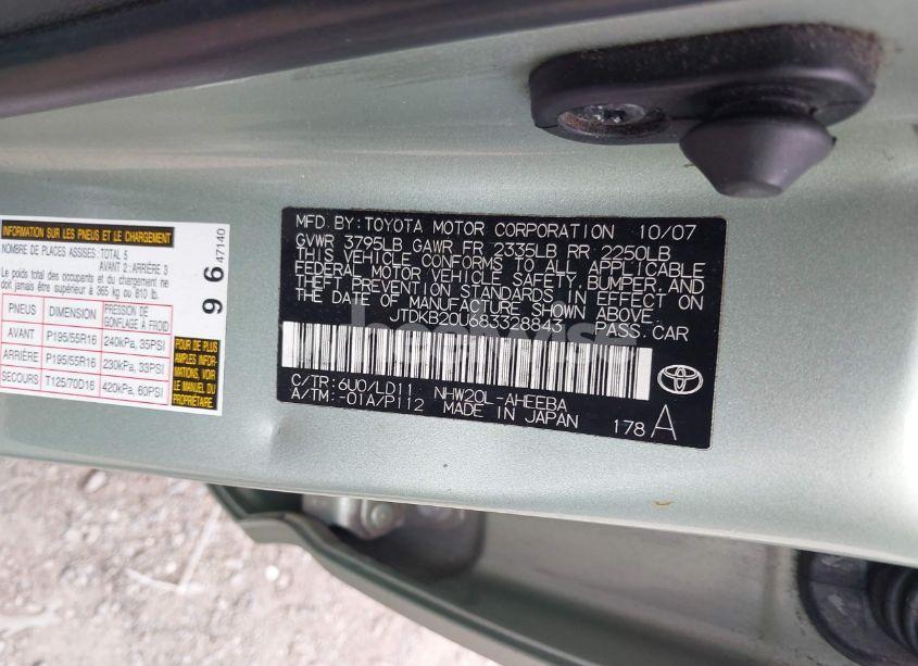 Photo 9 of 2008 Toyota Prius TOURING (VIN JTDKB20U683328843)