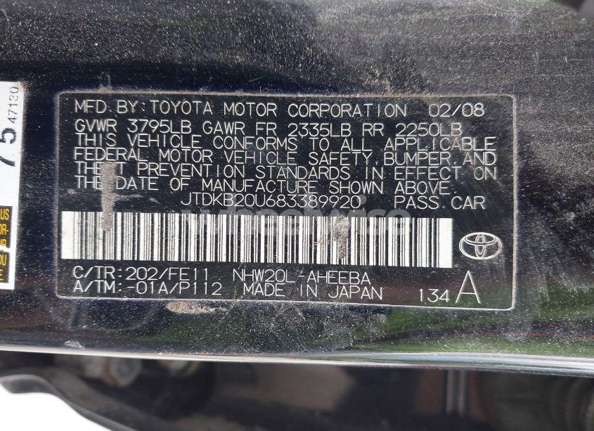 Photo 9 of 2008 Toyota Prius (VIN JTDKB20U683389920)