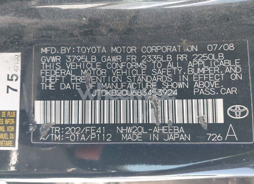 Photo 9 of 2008 Toyota Prius STANDARD/TOURING (VIN JTDKB20U683453924)