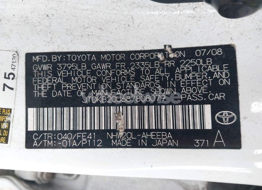 Photo 9 of 2008 Toyota Prius STANDARD/TOURING (VIN JTDKB20U687808079)