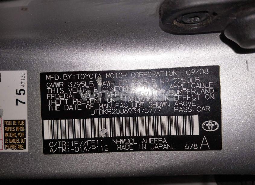 Photo 9 of 2009 Toyota Prius STANDARD (VIN JTDKB20U693475777)