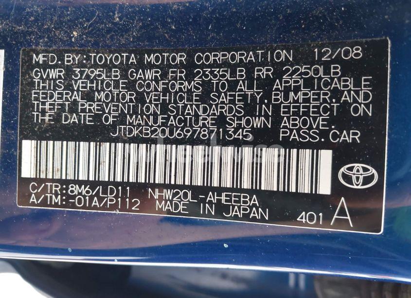 Photo 9 of 2009 Toyota Prius (VIN JTDKB20U697871345)