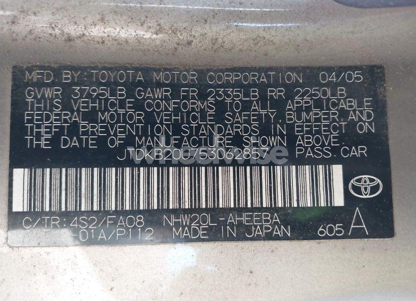 Photo 9 of 2005 Toyota Prius (VIN JTDKB20U753062857)