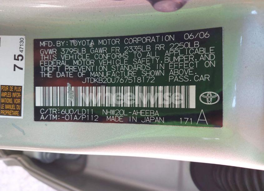 Photo 9 of 2006 Toyota Prius (VIN JTDKB20U767518172)