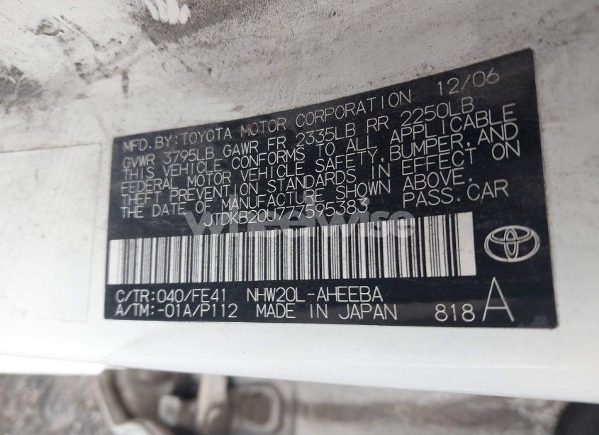 Photo 9 of 2007 Toyota Prius (VIN JTDKB20U777595383)