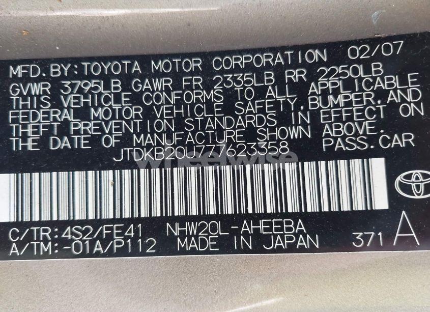 Photo 9 of 2007 Toyota Prius (VIN JTDKB20U777623358)