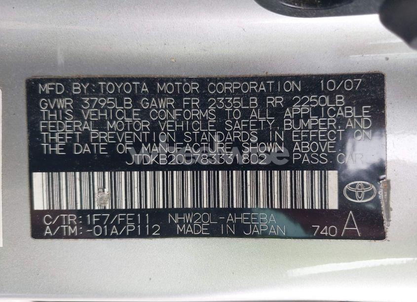 Photo 9 of 2008 Toyota Prius (VIN JTDKB20U783331802)