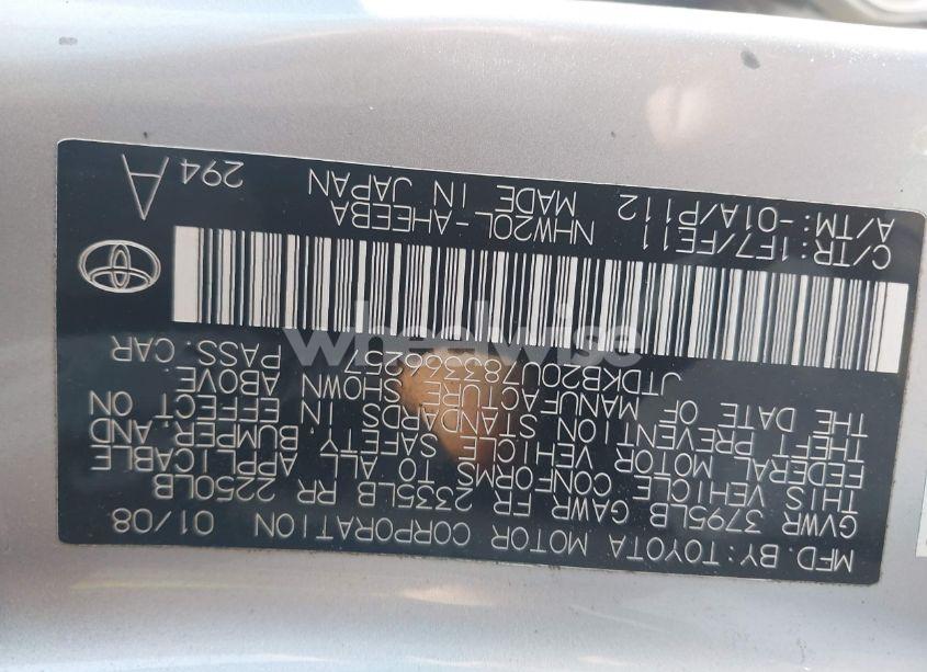 Photo 9 of 2008 Toyota Prius (VIN JTDKB20U783366257)