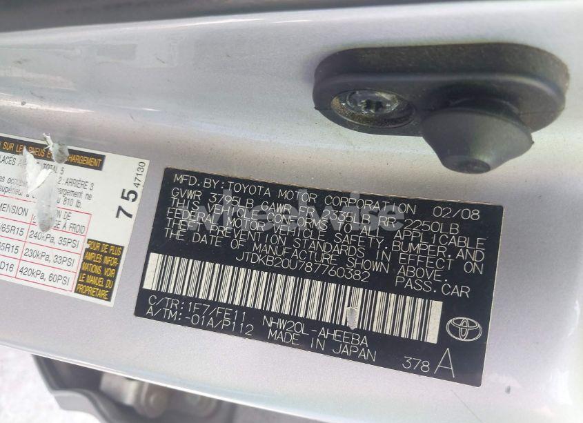 Photo 9 of 2008 Toyota Prius STANDARD (VIN JTDKB20U787760382)