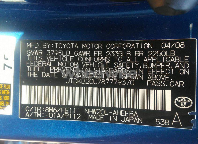Photo 9 of 2008 Toyota Prius (VIN JTDKB20U787779370)