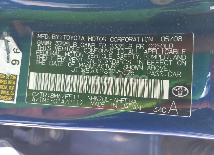 Photo 9 of 2008 Toyota Prius TOURING (VIN JTDKB20U787795326)