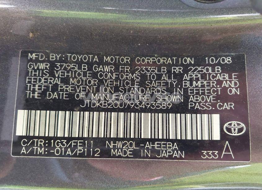 Photo 9 of 2009 Toyota Prius (VIN JTDKB20U793493589)