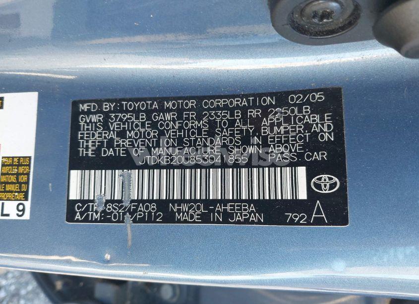 Photo 9 of 2005 Toyota Prius (VIN JTDKB20U853041855)