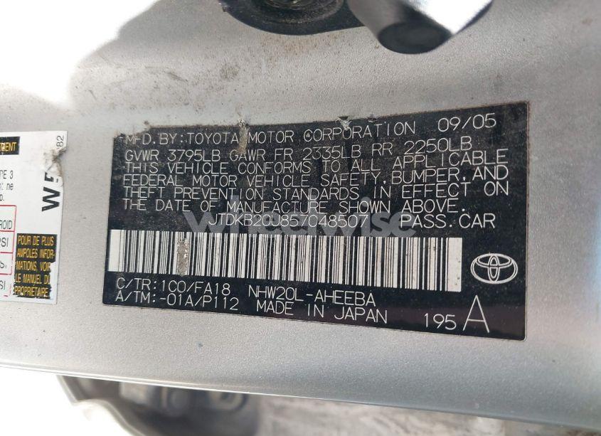 Photo 9 of 2005 Toyota Prius (VIN JTDKB20U857048507)