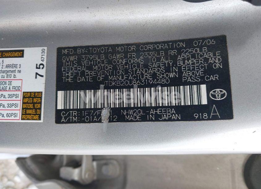 Photo 9 of 2006 Toyota Prius (VIN JTDKB20U863194480)