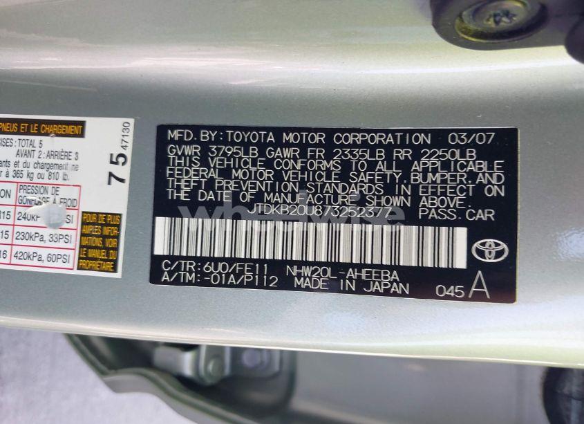 Photo 9 of 2007 Toyota Prius (VIN JTDKB20U873252377)