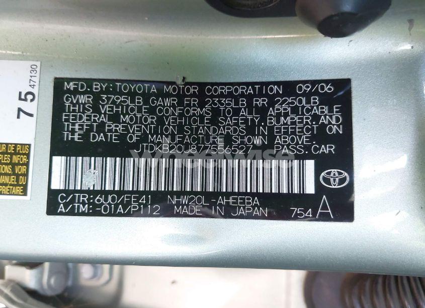 Photo 9 of 2007 Toyota Prius (VIN JTDKB20U877556527)