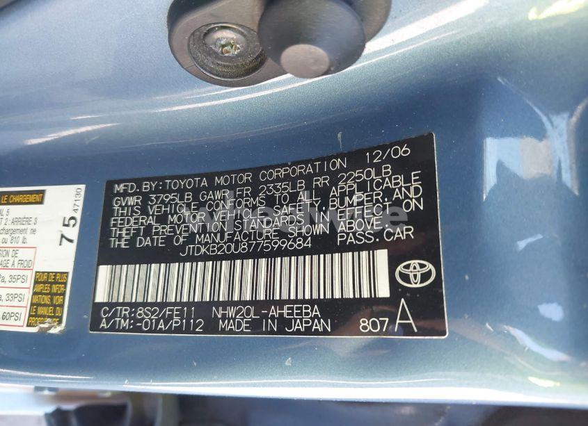 Photo 9 of 2007 Toyota Prius TOURING (VIN JTDKB20U877599684)
