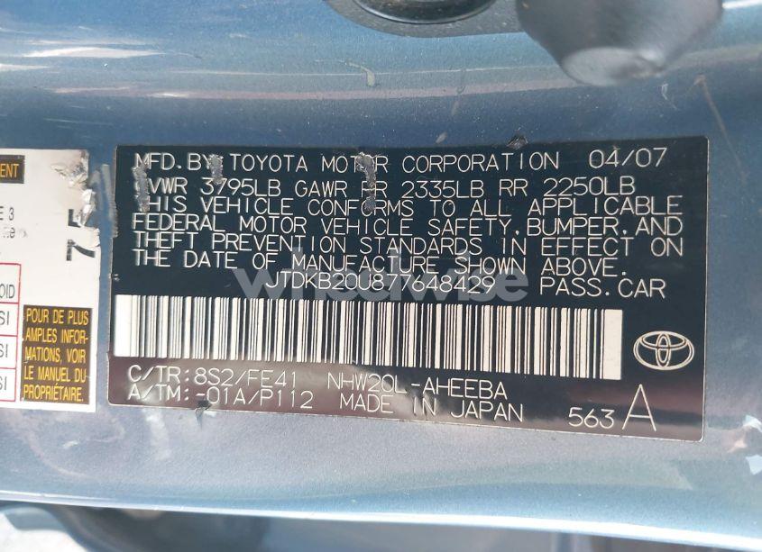 Photo 9 of 2007 Toyota Prius (VIN JTDKB20U877648429)