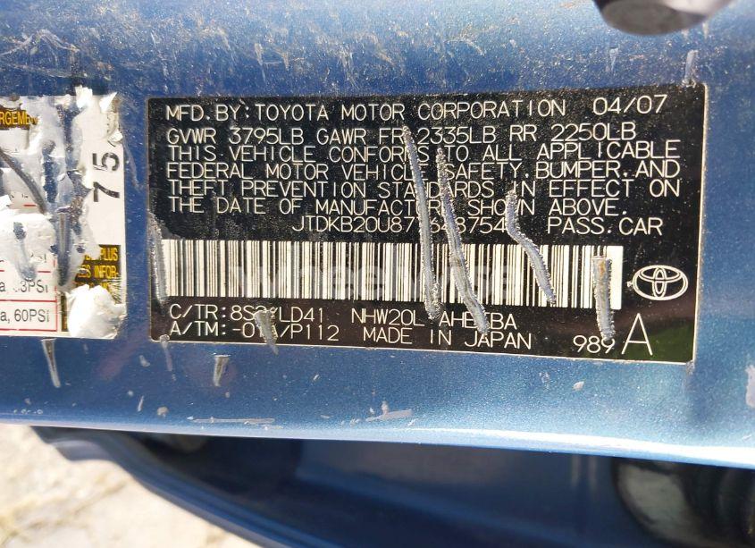 Photo 9 of 2007 Toyota Prius (VIN JTDKB20U877648754)