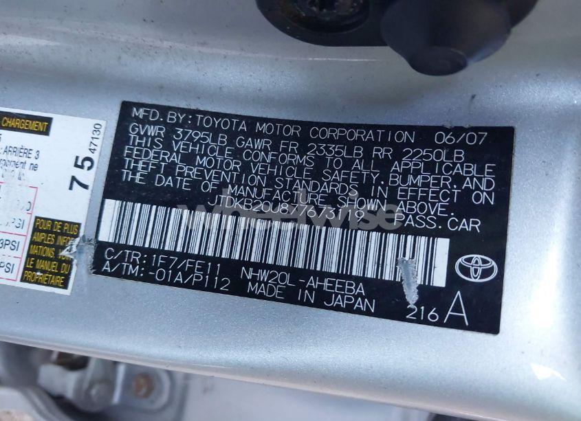 Photo 9 of 2007 Toyota Prius (VIN JTDKB20U877673119)