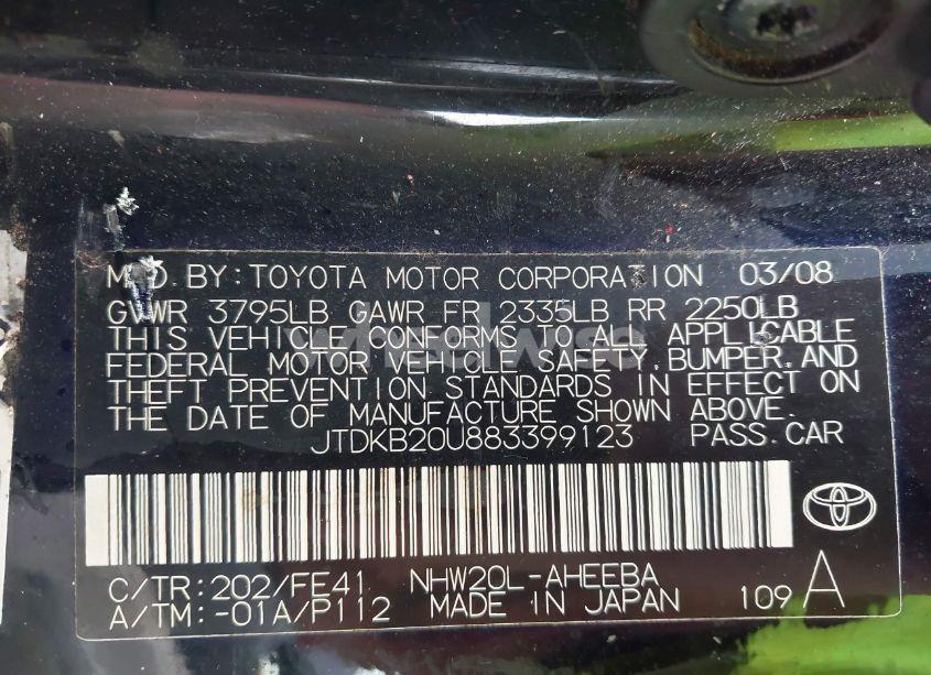 Photo 9 of 2008 Toyota Prius (VIN JTDKB20U883399123)