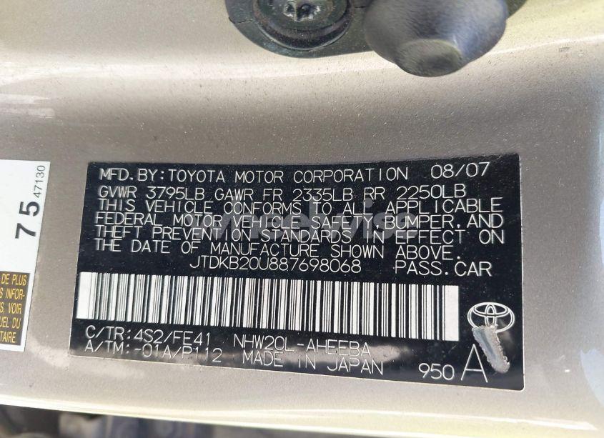 Photo 9 of 2008 Toyota Prius (VIN JTDKB20U887698068)