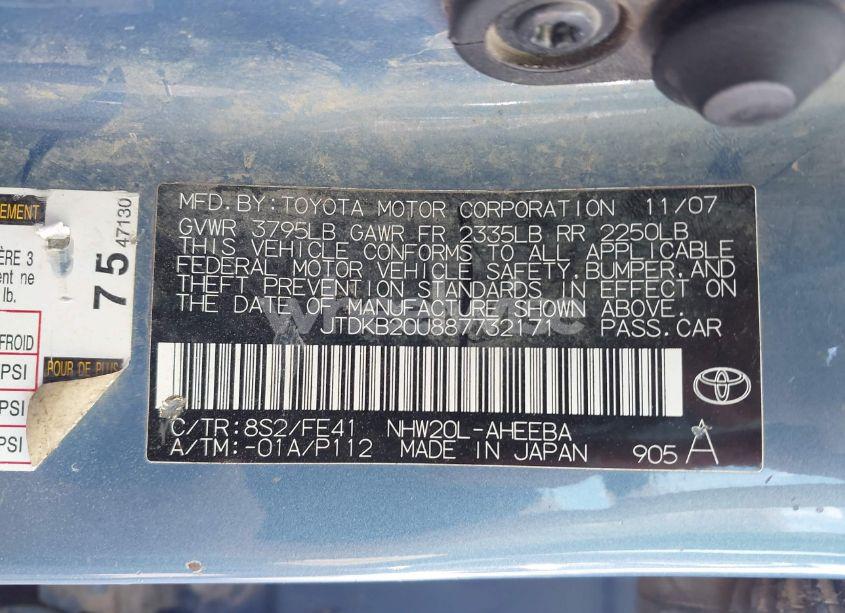 Photo 9 of 2008 Toyota Prius (VIN JTDKB20U887732171)