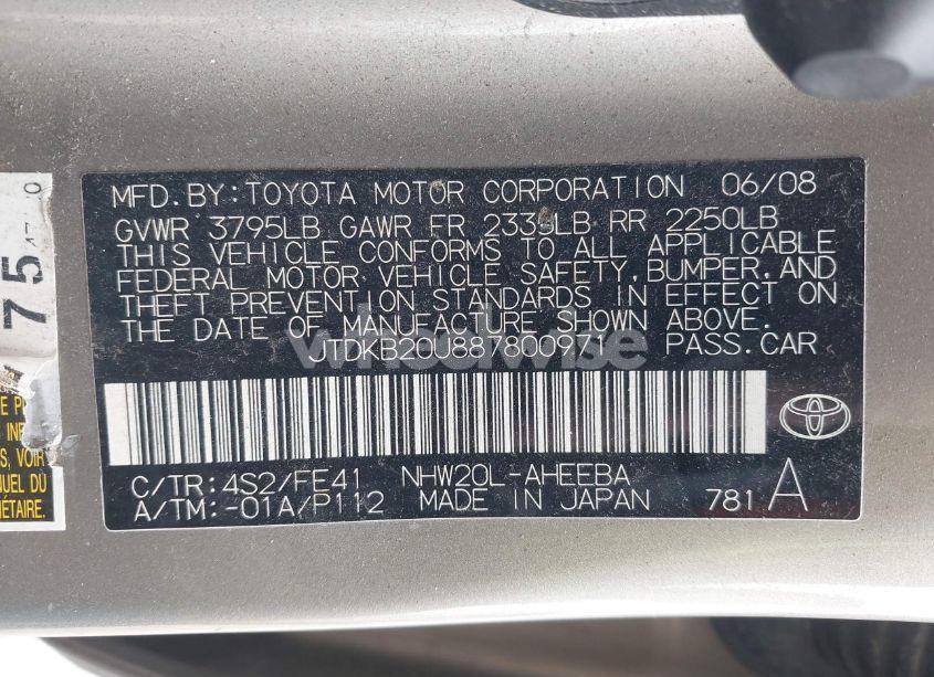 Photo 9 of 2008 Toyota Prius (VIN JTDKB20U887800971)