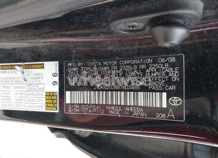 Photo 9 of 2008 Toyota Prius TOURING (VIN JTDKB20U887803465)