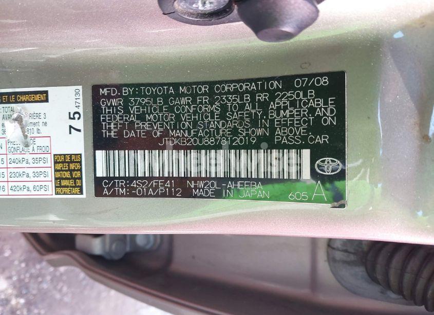 Photo 9 of 2008 Toyota Prius (VIN JTDKB20U887812019)