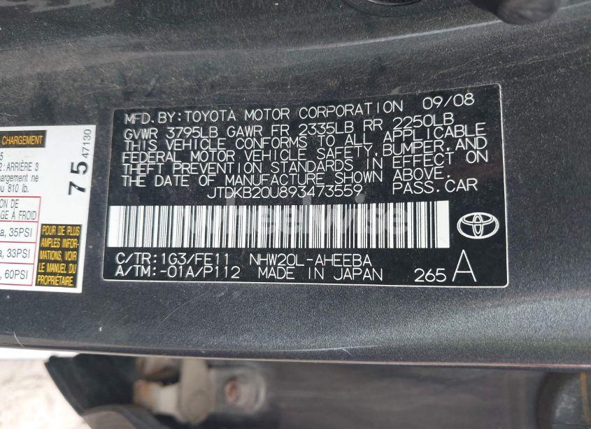 Photo 9 of 2009 Toyota Prius (VIN JTDKB20U893473559)