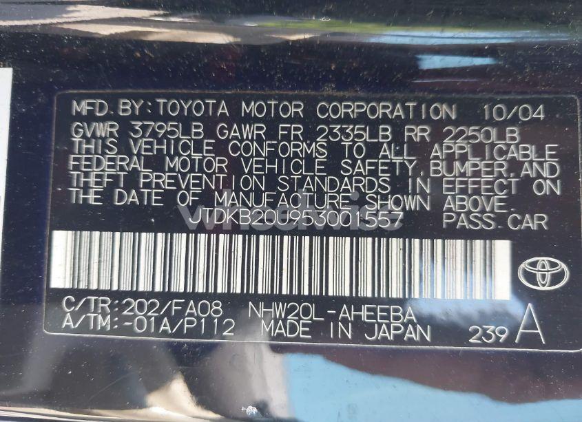 Photo 9 of 2005 Toyota Prius (VIN JTDKB20U953001557)