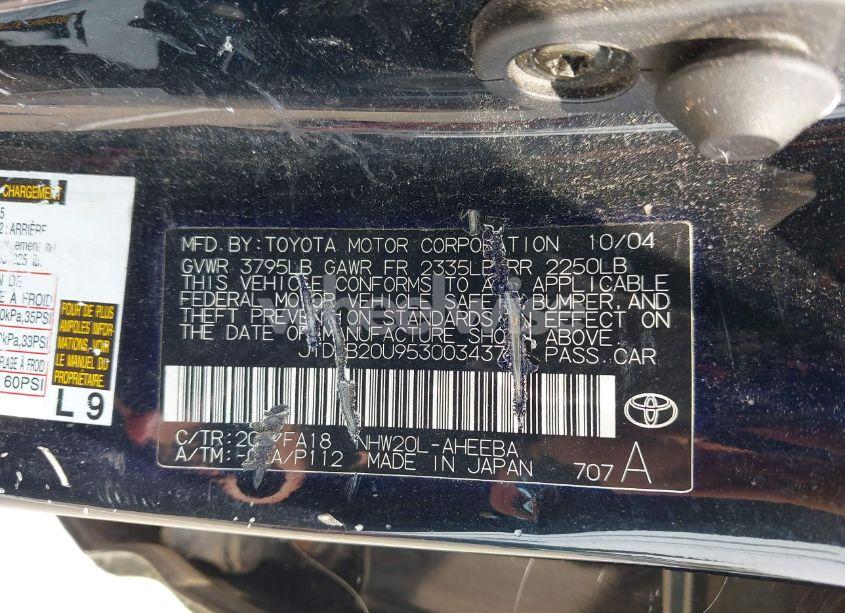 Photo 9 of 2005 Toyota Prius (VIN JTDKB20U953003437)