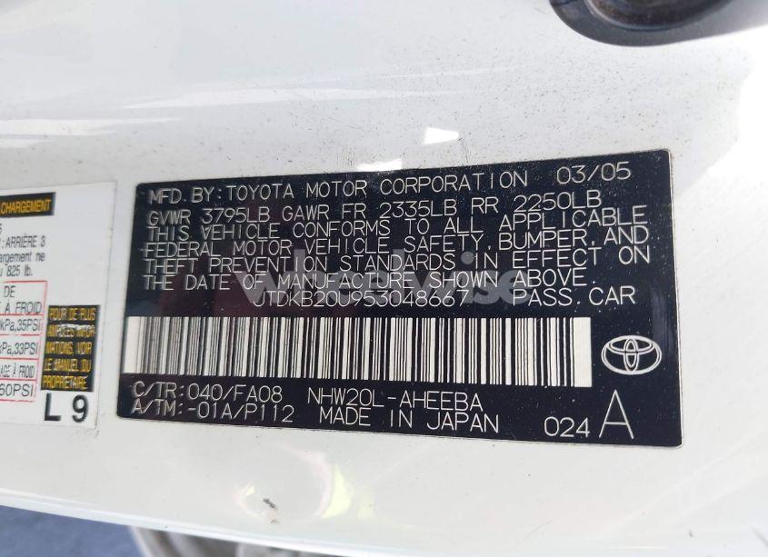 Photo 9 of 2005 Toyota Prius (VIN JTDKB20U953048667)