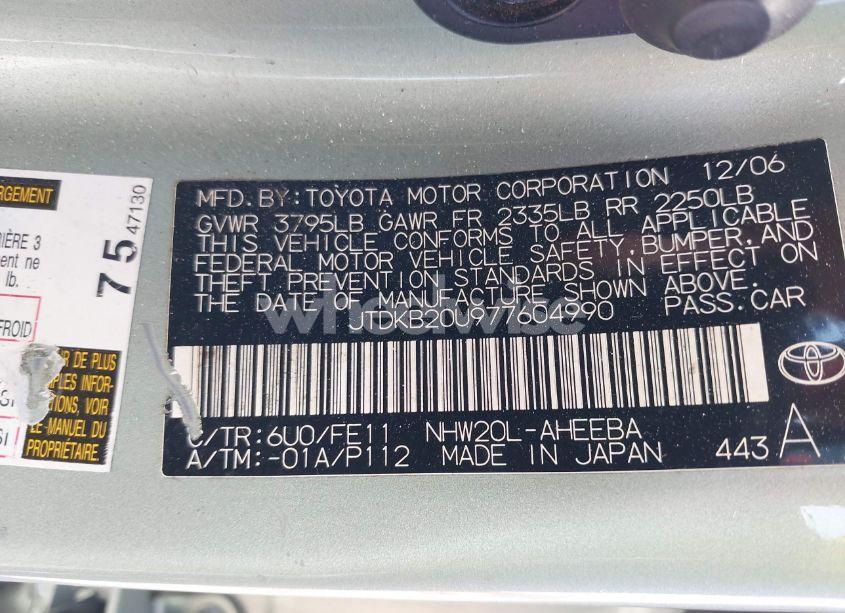 Photo 9 of 2007 Toyota Prius (VIN JTDKB20U977604990)
