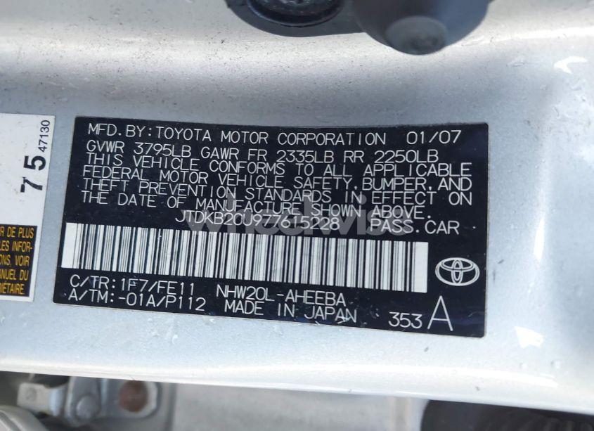 Photo 9 of 2007 Toyota Prius TOURING (VIN JTDKB20U977615228)